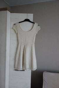 Koronkowa biała, ecru sukienka, H&M, rozmiar XS