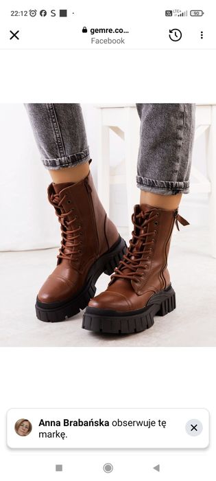 Workery damskie platforma brązowe 37