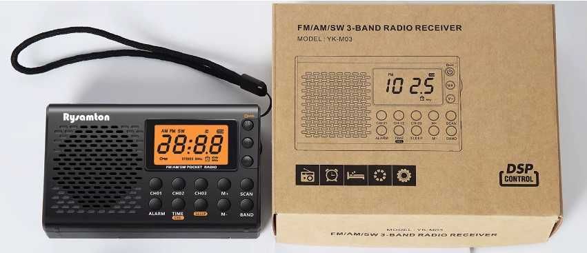 Радіоприймач MW/SW/FM з годинником (Чує радіохуліганів (Від 3мгц))