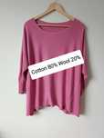 Sweter damski plus size bawełna z wełną oversize różowy 44 XXL