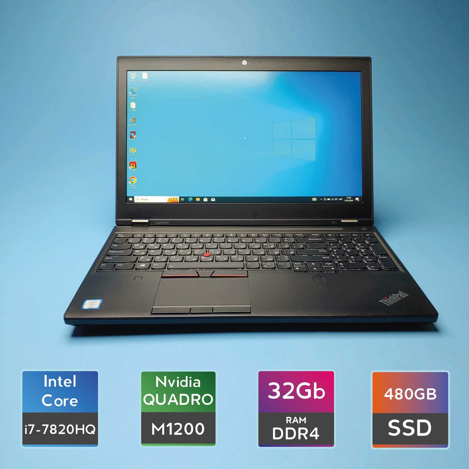 Ноутбук Lenovo ThinkPad P51 (i7-7820HQ/RAM32/SSD480/QuadroM1200)(7179)