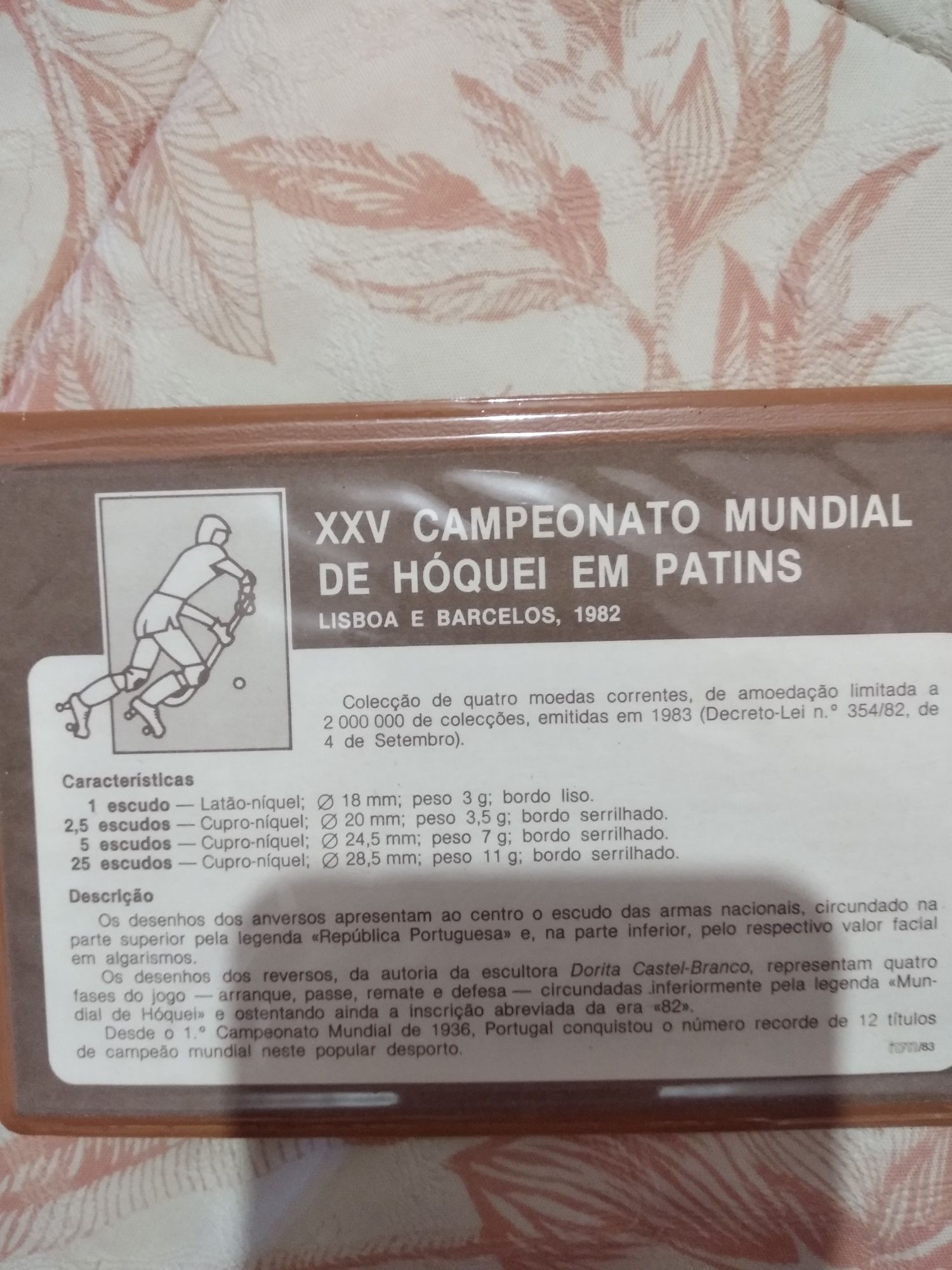 Coleção de moedas XXV campeonato mundial de hóquei em patins 1982