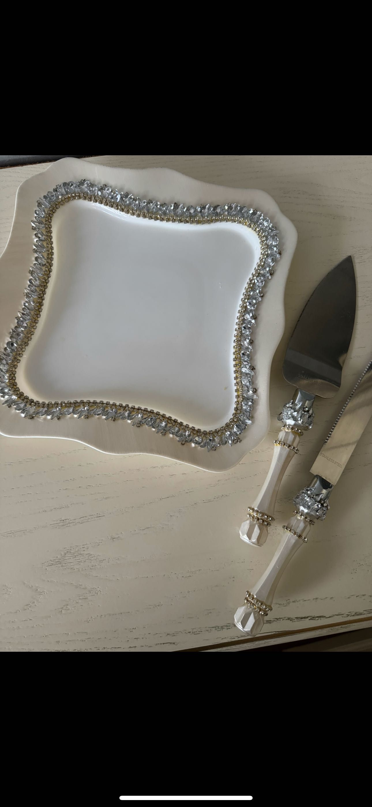 Набір для весільного торту : тарілка і ніж і лопатка