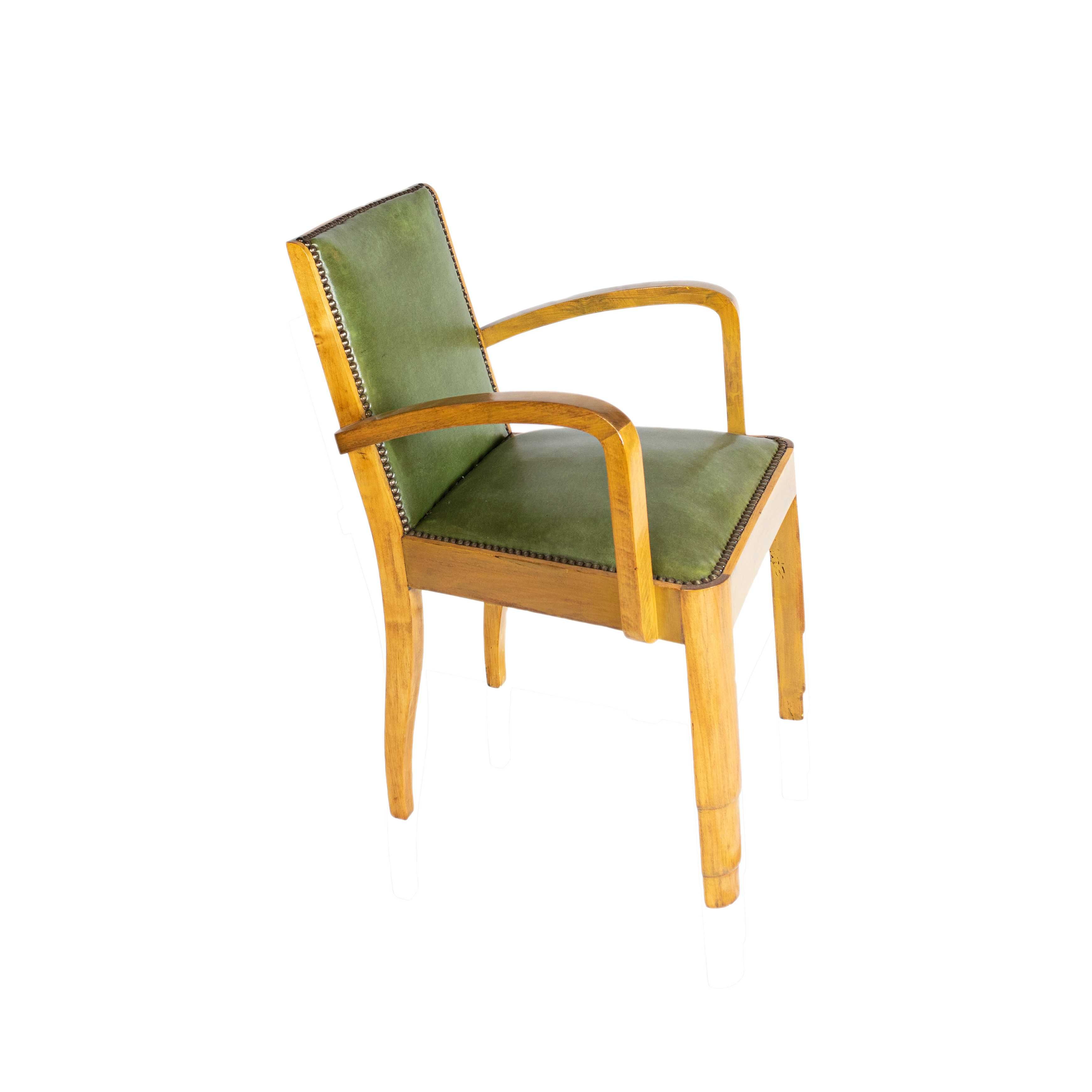 Conjunto cadeiras jantar couro Art Deco | século XX