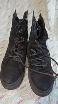 Женские зимние ботинки из кожи и замша , 38 размера