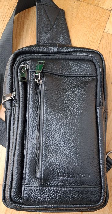 Чоловіча мужская кожаная сумка бананка на груди