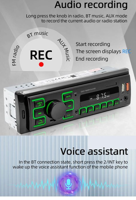 Rádio 1din Stereo USB com App FM Cartão BLUETOOTH novo