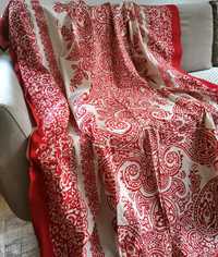 Czerwona bawełniana narzuta na łóżko 242x155