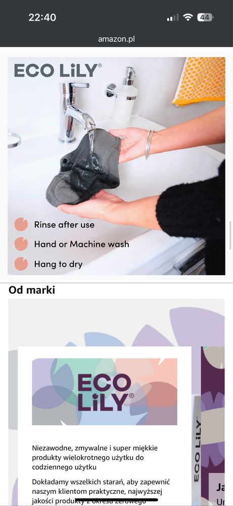 Wkladki podpaski wielokrotnego uzytku eco lily