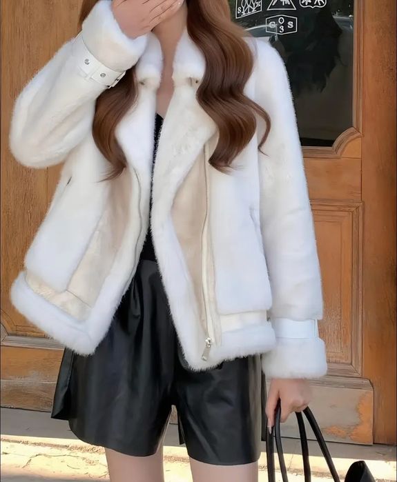 Шубка дублянка зимова жіноча оверсайз під норку трендов куртка хутряна