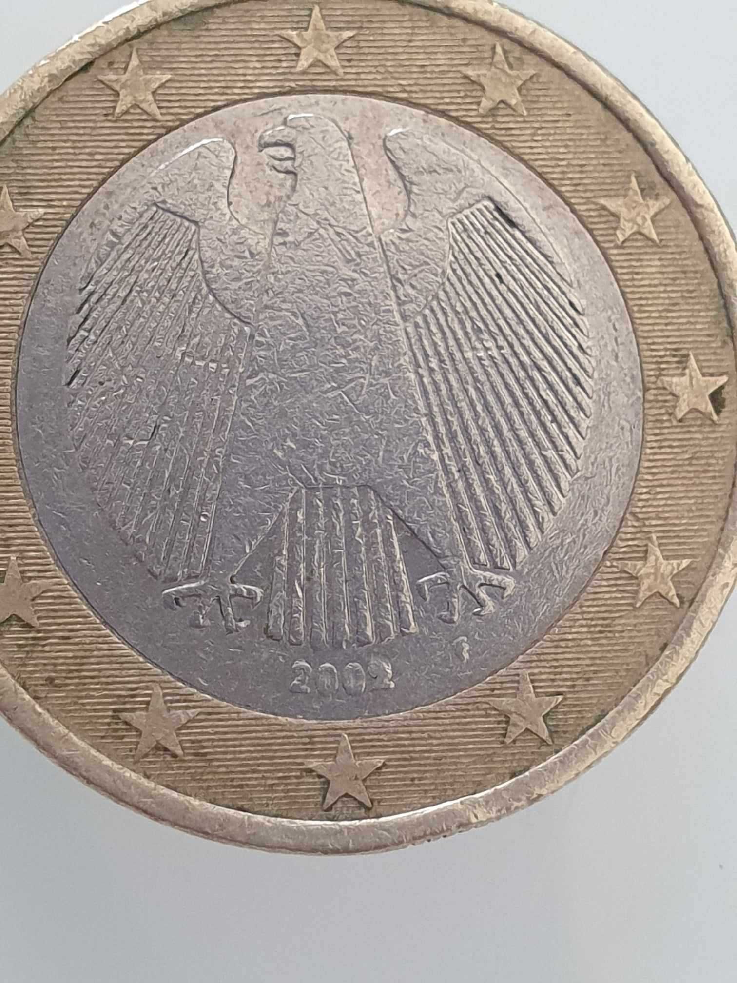 Moeda 1 euro 2002 Alemanha letra F 
defeito na data e na letra