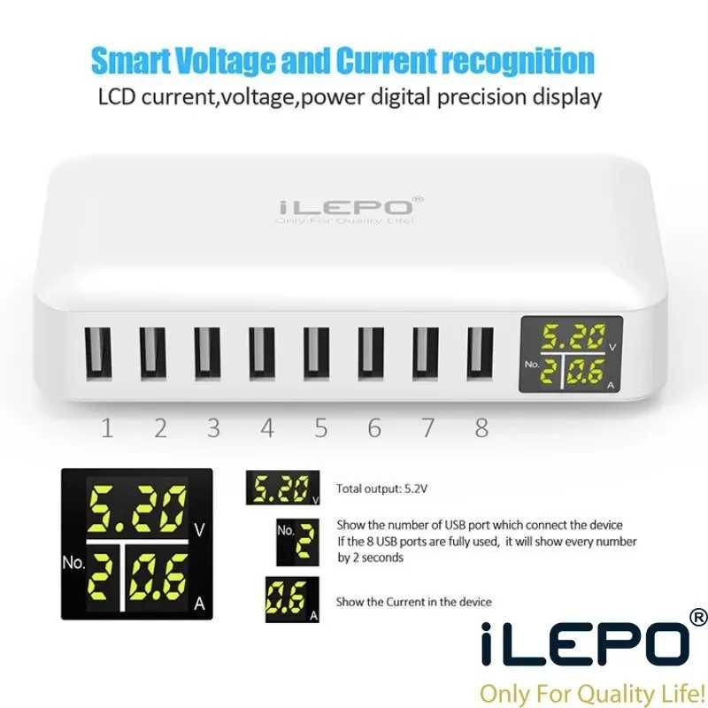 ILEPO зарядка на 8 USB з екраном ЗУ зарядний пристрій БЖ
