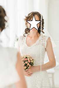 Продам срочно! Свадебное платье гипюровое с бусинами