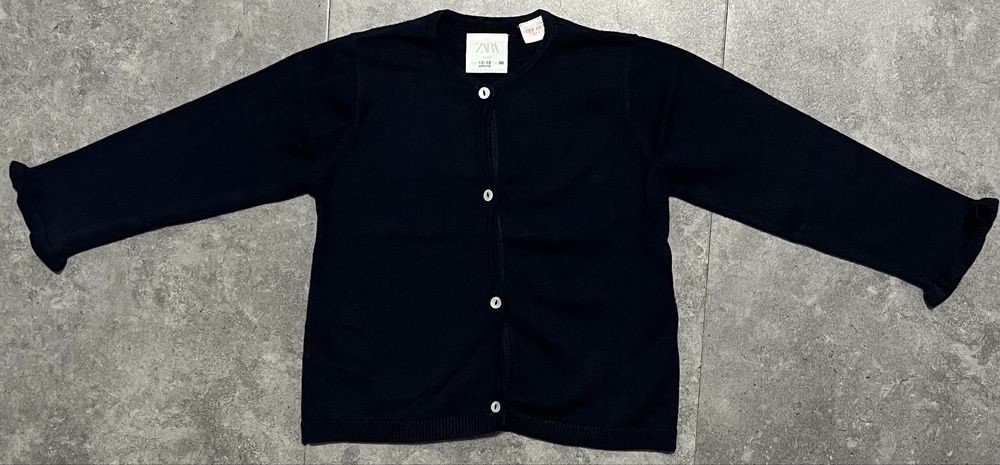 Granatowy rozpinany na guziki sweterek H&M rozmiar 86