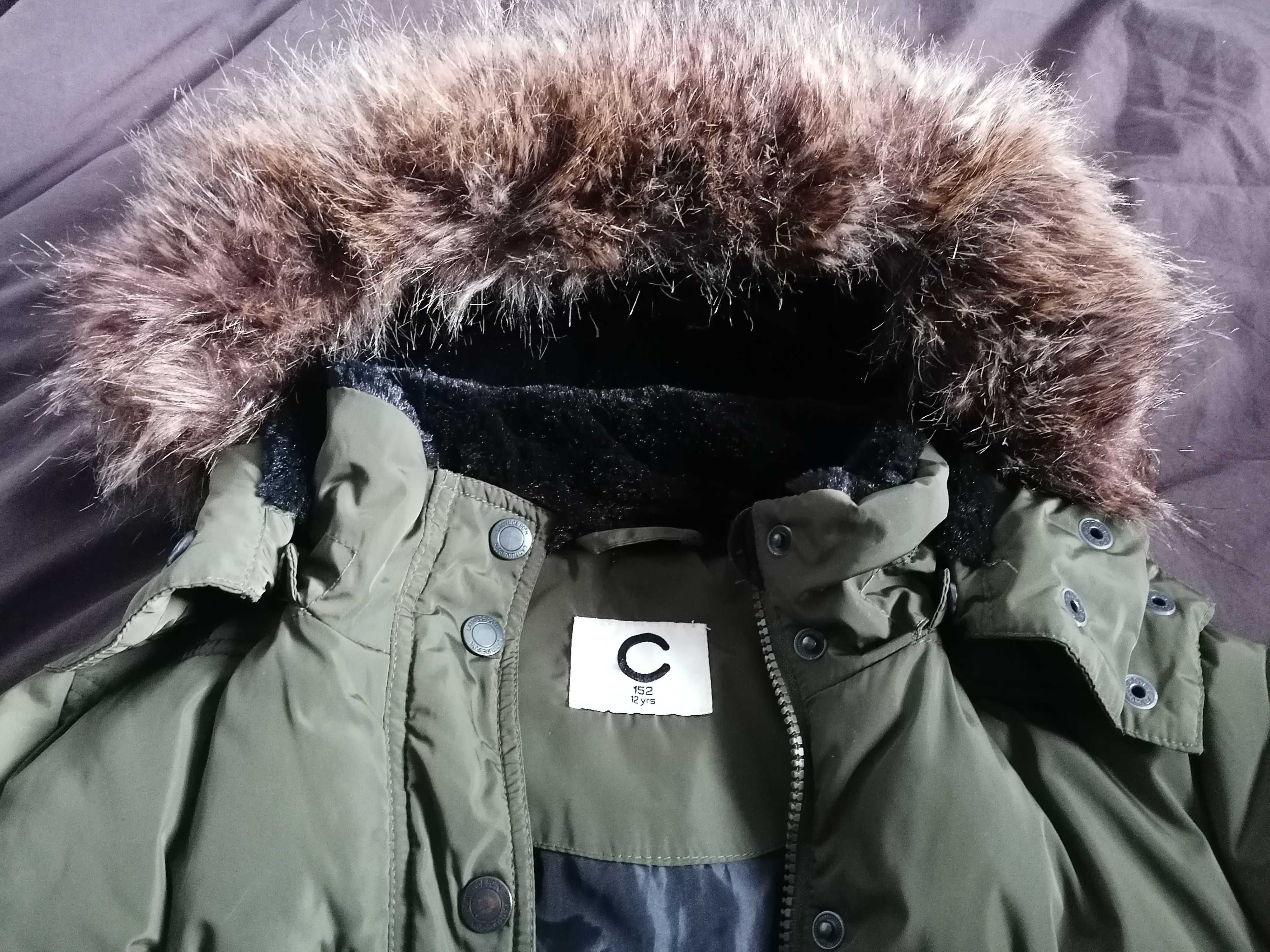 Kurtka /Parka 152 Cubus dziewczynka, ciemny khaki