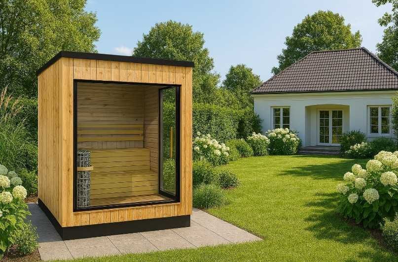 Nowoczesna sauna ogrodowa 220x220 – projekt, wykonanie - Katowice