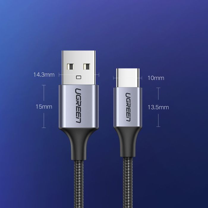 Ugreen Kabel USB Typ C Quick Charge 3.0 3A 1M - Szary