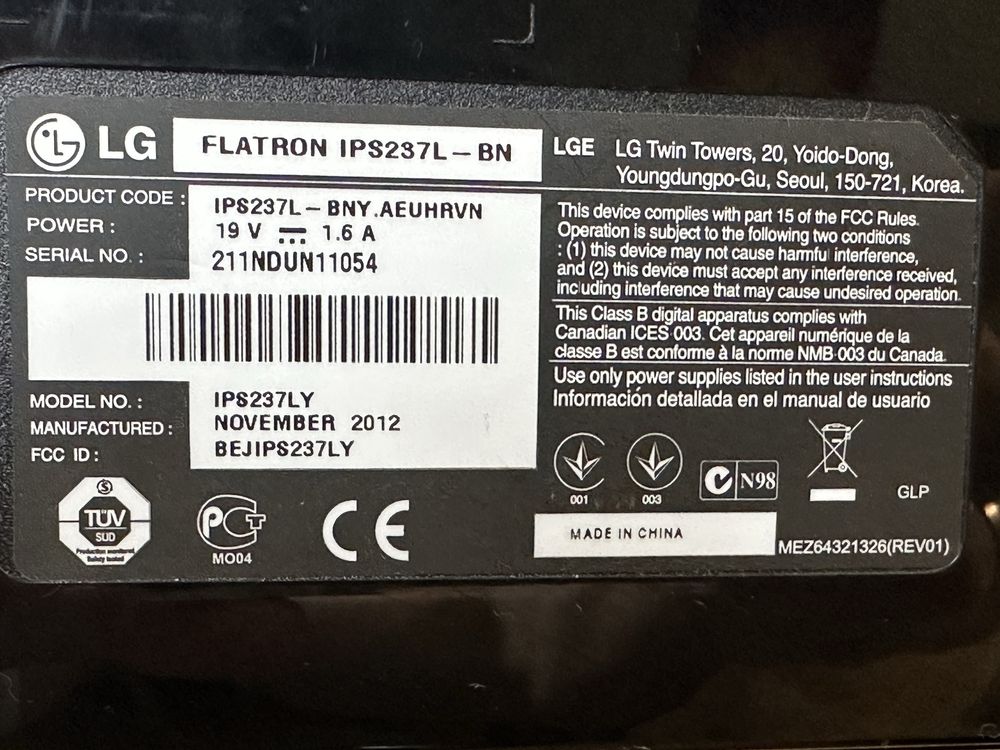 Lg ips237L bn. Монітор робочий, в гарному стані