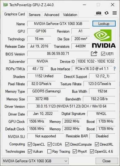 Видеокарта GeForce GTX 1060 3GB Palit