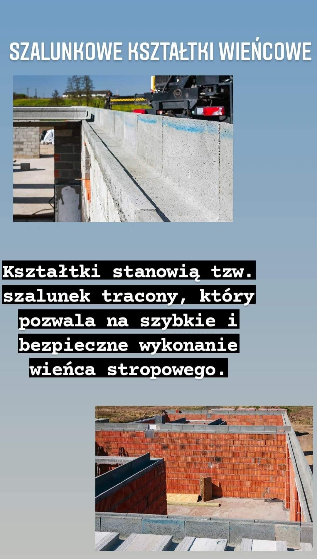 Kształtki wieńcowe- pustaki szalunkowe