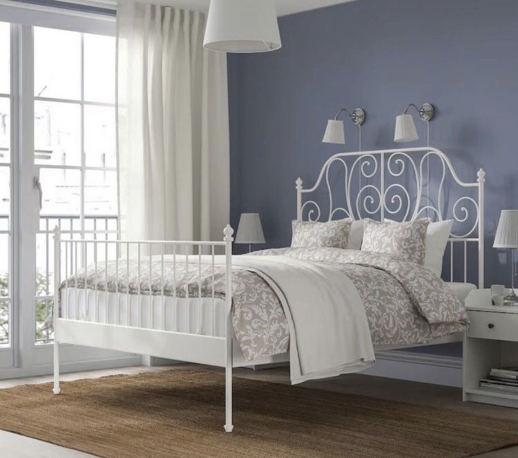 Ikea lozko biale leirvik 140x200