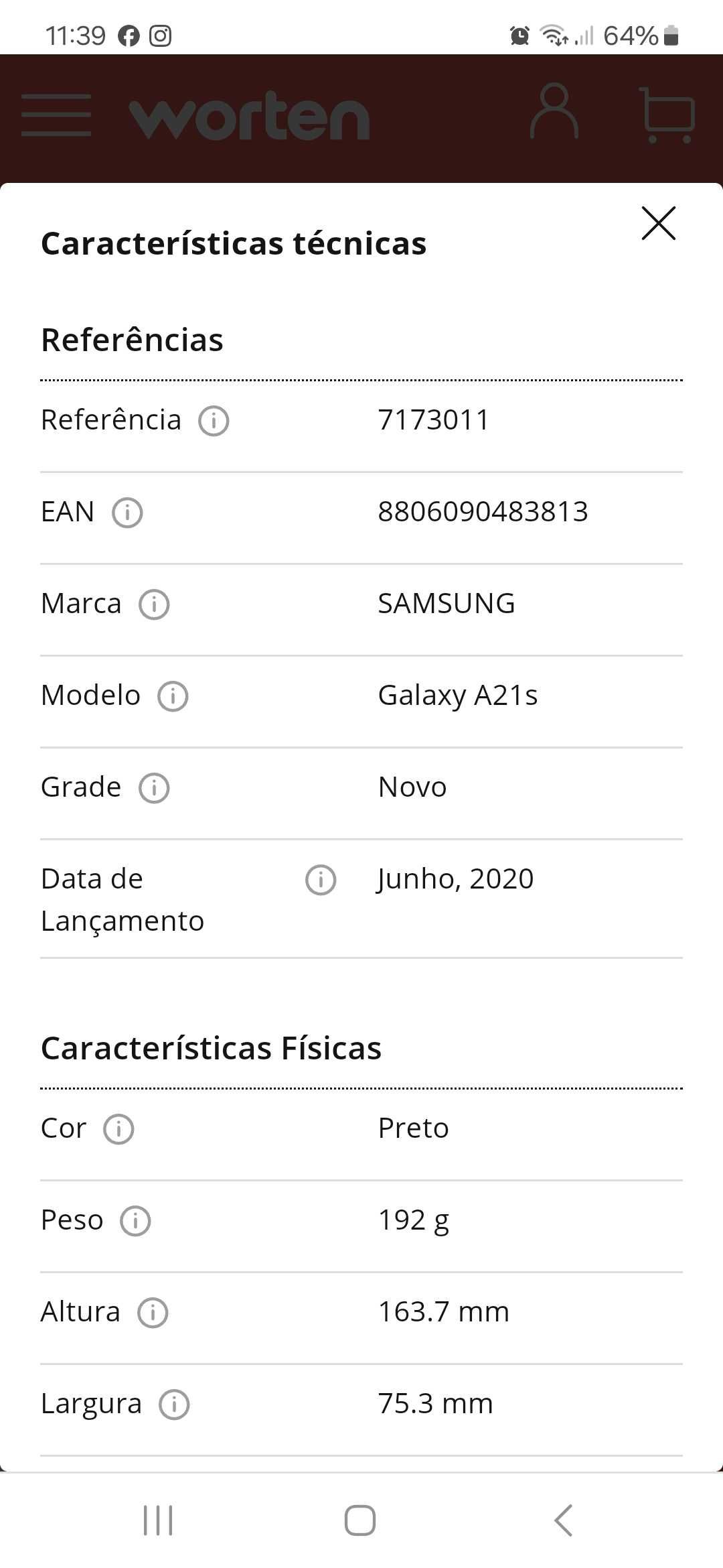 Samsung A21s como novo