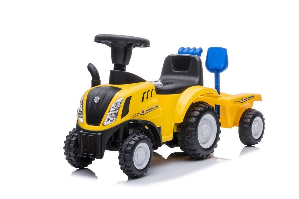 Jeździk odpychacz traktor z przyczepką i funkcjami dźwiękowymi żółty