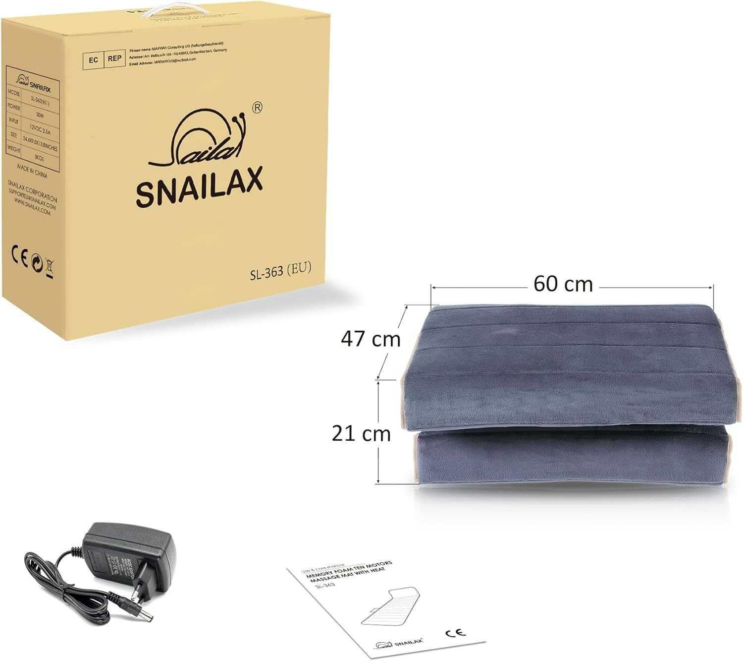SNAILAX SL-363 masażer mata grzewcza do masażu z pilotem, wibrująca