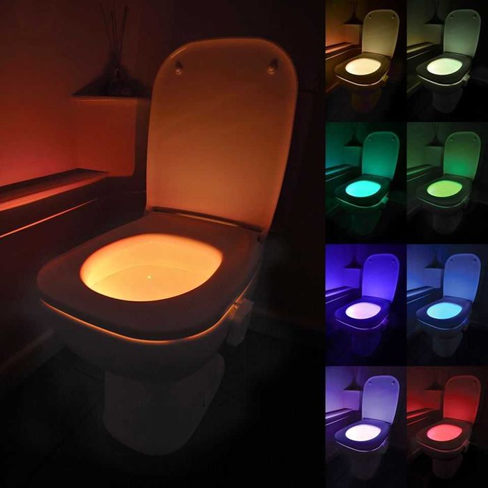 Lampka Do Toalety Wc Led Oświetlenie Czujnik Ruchu Zmierzch Kolory