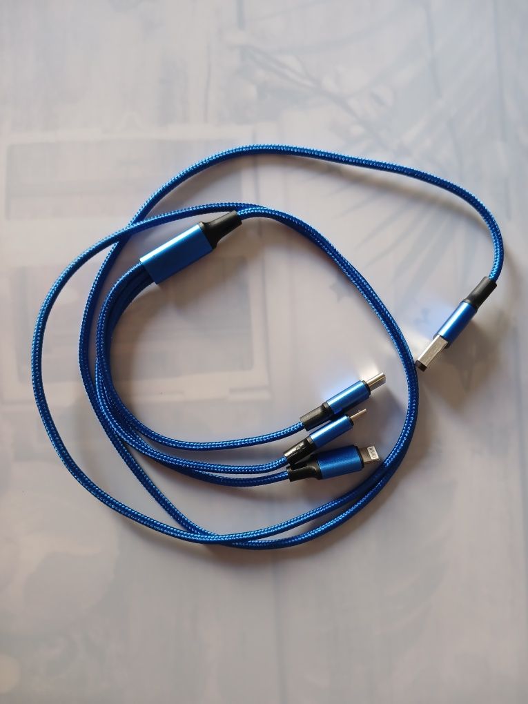 Зарядний кабель 3 в 1, Tipe-C, micro USB, iPhone.