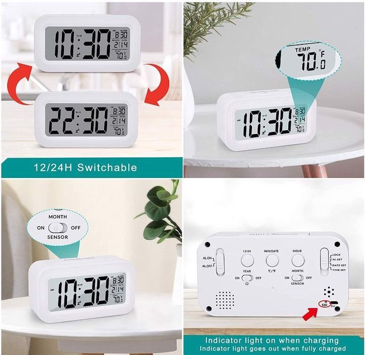 cyfrowy budzik lcd 4,3 cala bez tykania z podświet