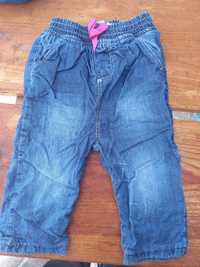 Spodnie dla dziewczynki jeans ocieplane 80