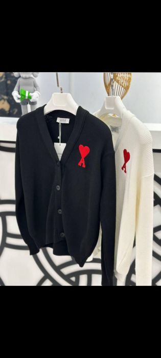 Okazja! Nowy sweter damski, biały, rozpinany, serce, jesień, zima