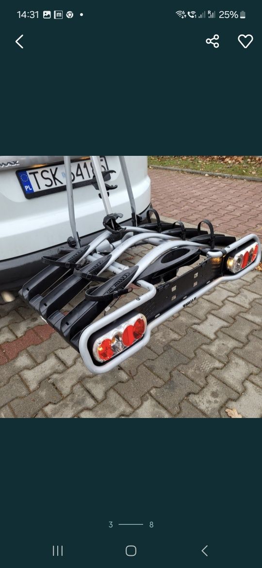 Bagażnik rowerowy na trzy rowery na hak uchwyt platforma thule