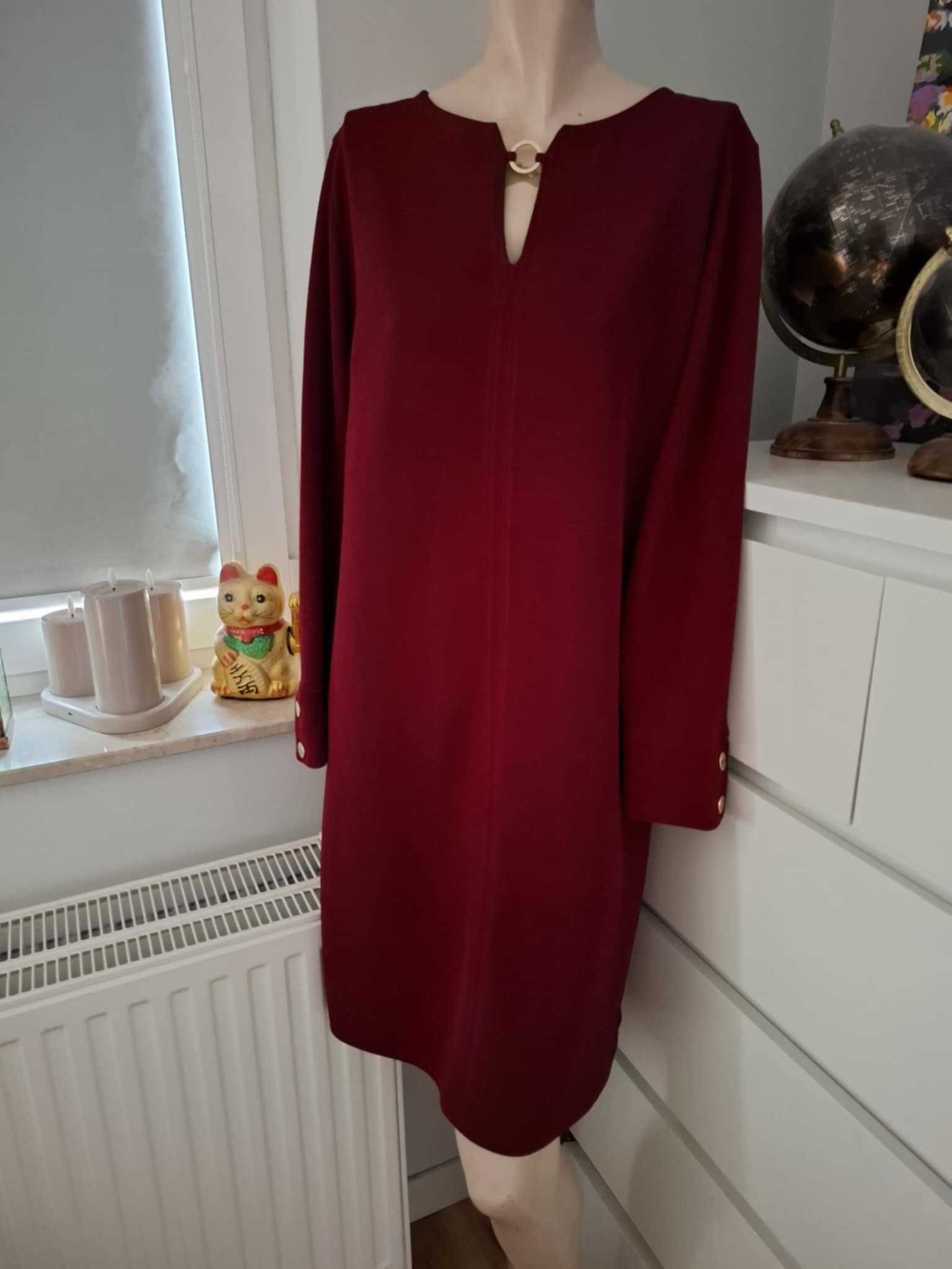 44 Wallis wizytowa elegancka bordowa burgundowa sukienka wieczorowa