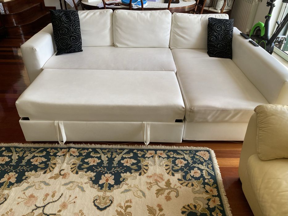 Sofá napa com chaisse longue