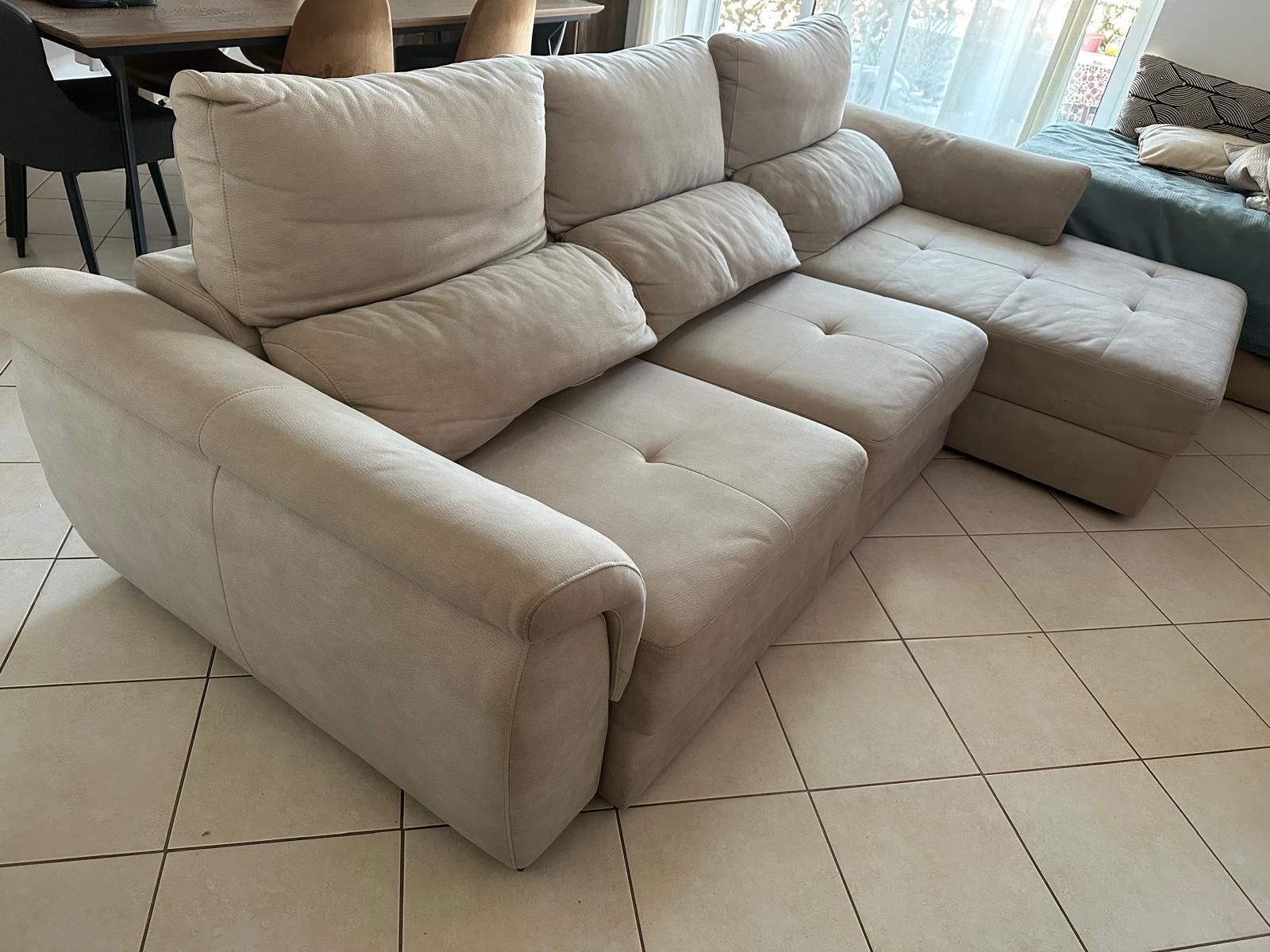 Sofá chaise lounge bege