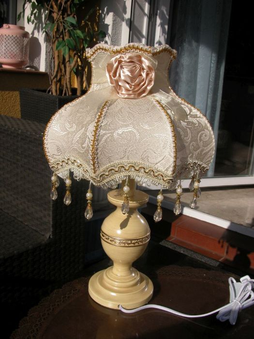 ręcznie zdobiony abażur    lampka / lampa glamour koraliki