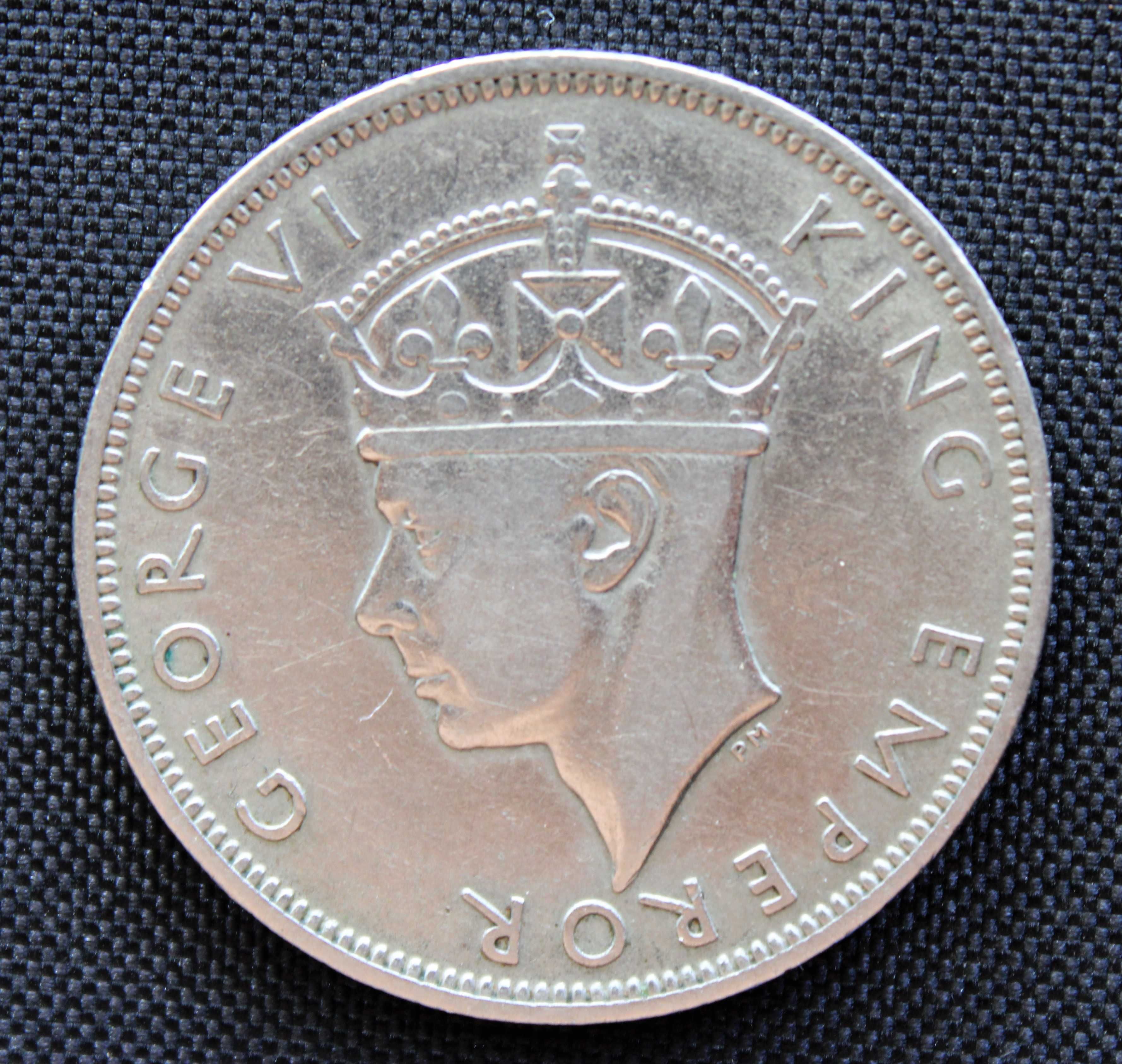 Moeda de 1/2 Coroa 1947 da Rodésia