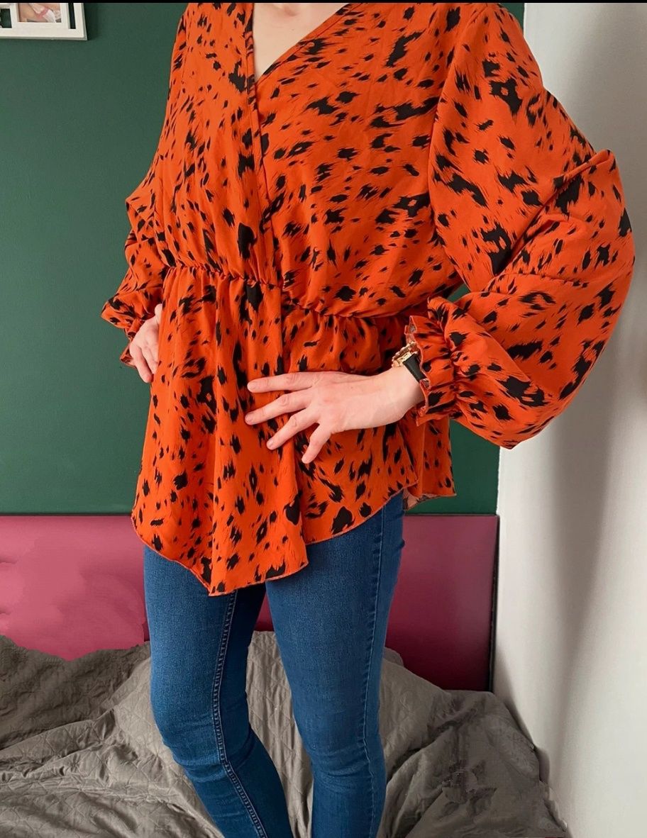 Bluzka elegancka Shein, bufiaste rękawy, rozmiar 2XL-3XL