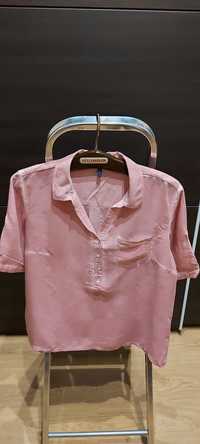 Różowa bluzka koszulowa z podpinanymi rękawkami Cecil M