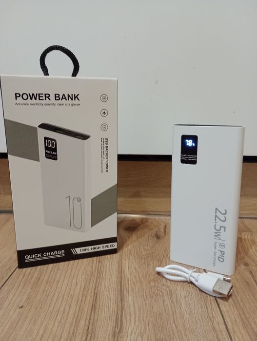 PowerBank 10000mAh, 22,5w- Szybkie Ładowanie/Fast Charge+ kabel Type-C