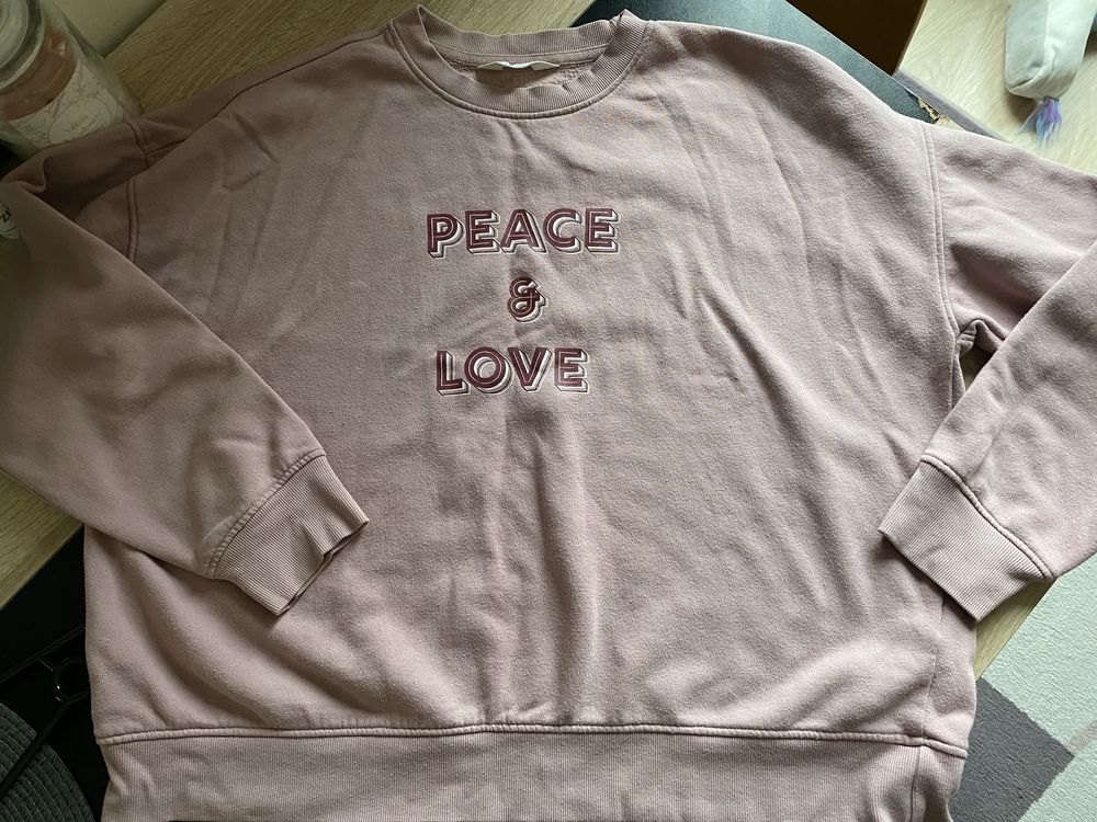 Różowa bluza peace&love primark pudrowy róż 42/44