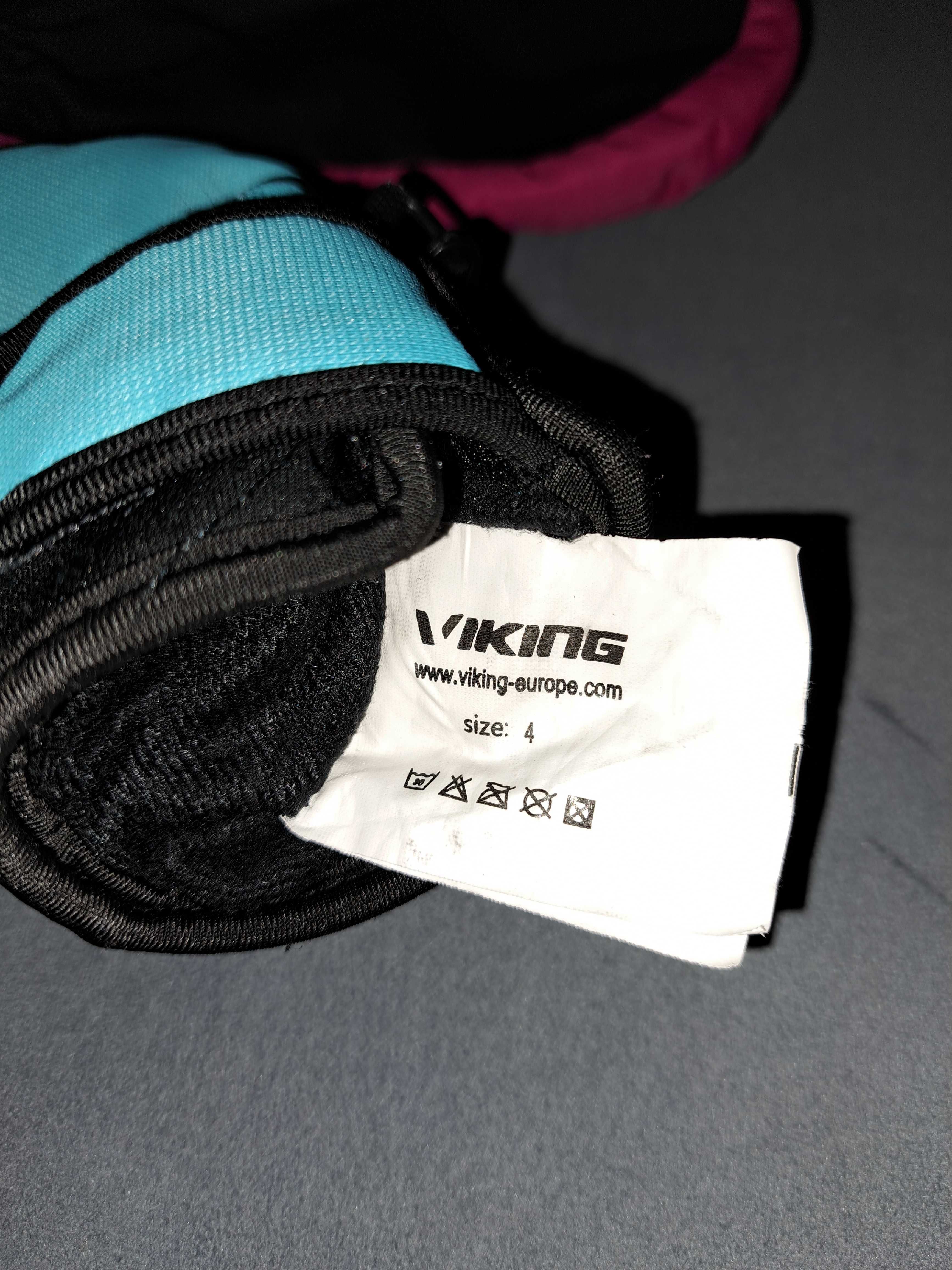 Rękawiczki narciarskie dwa palce Viking lobster pink/blue. Rozmiar 4