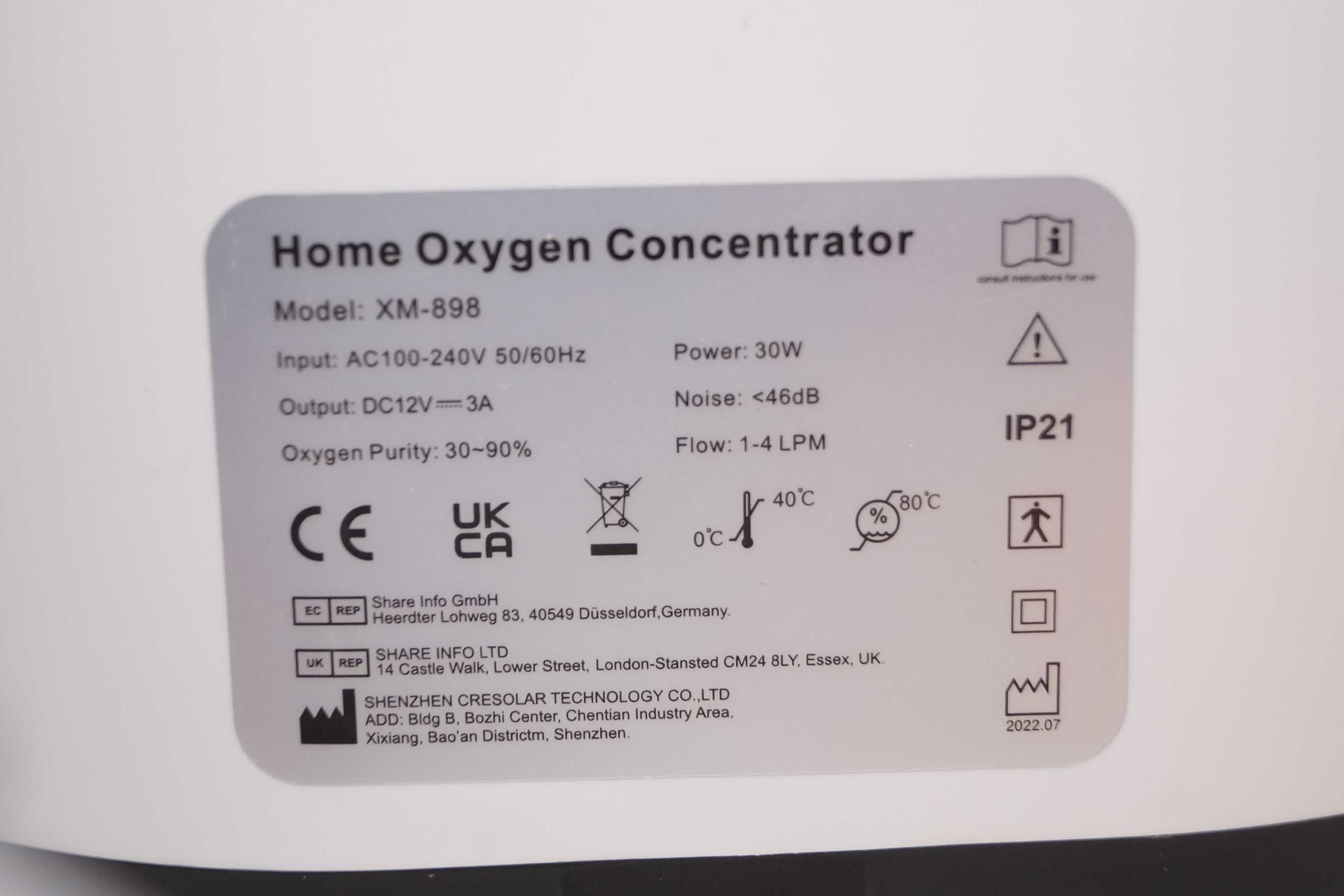 G391 Przenośny koncentrator tlenu XM-898 1-4 l/min generator tlenu
