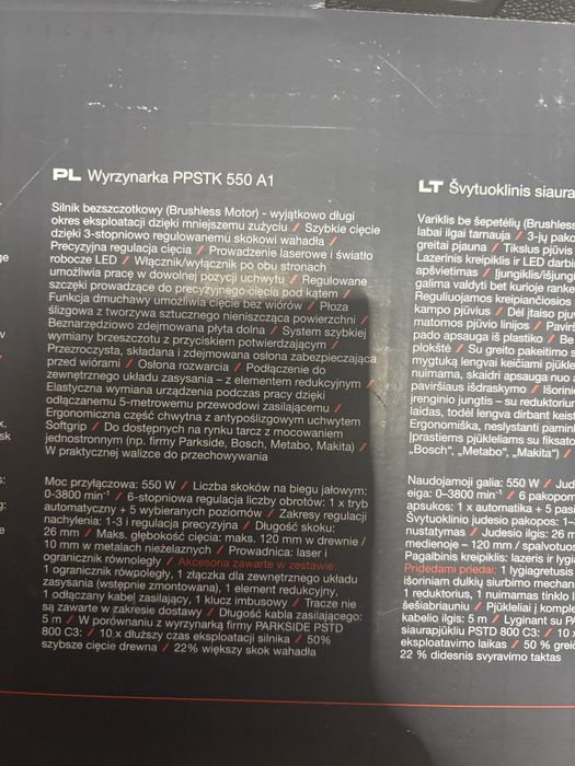 Wyrzynarka Parkaide PPSTK 55 A1 550