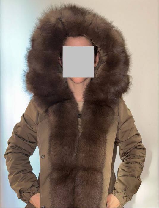 Parka z futrem z lisa ( nowa ) jak sobol rozm.S sliczna