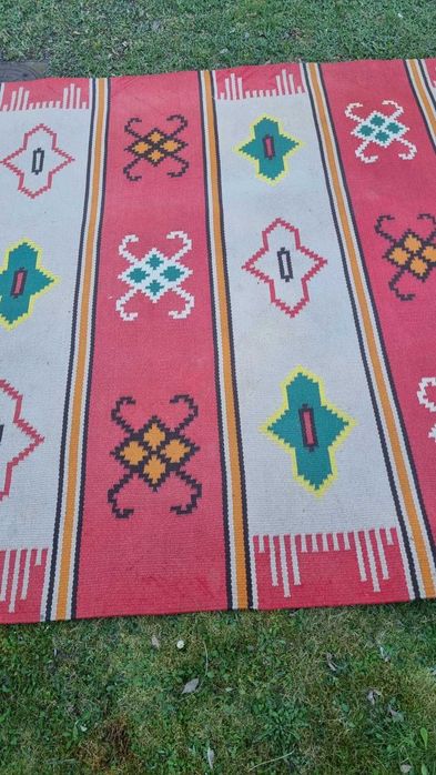 Dywan wełniany geometryczny Czechosłowacja lata 60 design retro vintag