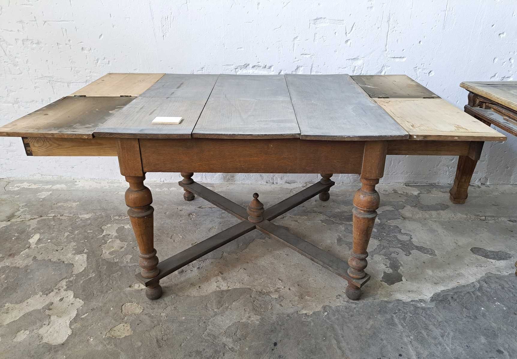 Stary stół drewniany biurko antyki toczone nogi vintage retro