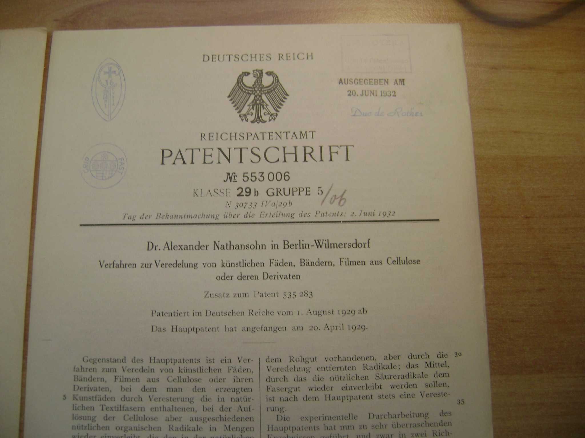 Starocie z PRL - Militaria = Patent niemiecki = Zestaw 2 oryginały